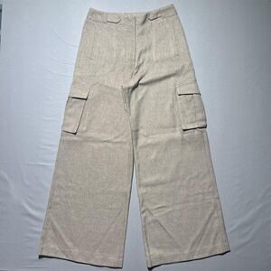 Torn By Ronny Kobo Pants Womens Bernee Wide Leg Cargo Pockets‎ Linen Blend